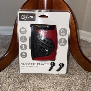 GPX Cassette Player with AM/FM Radio - Black/Red - Brand New / Sealed In Package